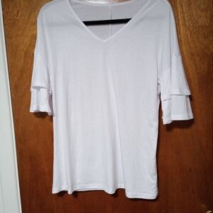 Source Unknown White Short Sleeve V-Neck Tee
